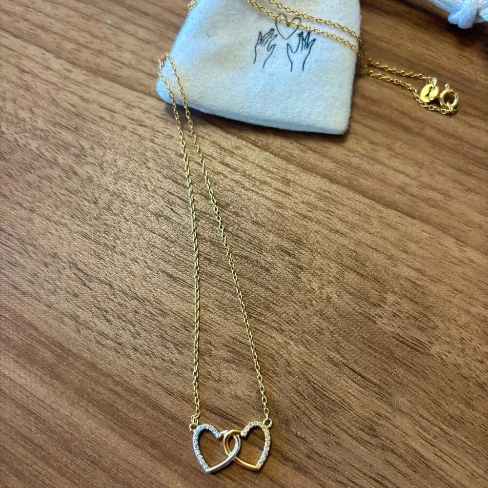 NWOT Macy's Diamond Double Heart Pendant Necklace